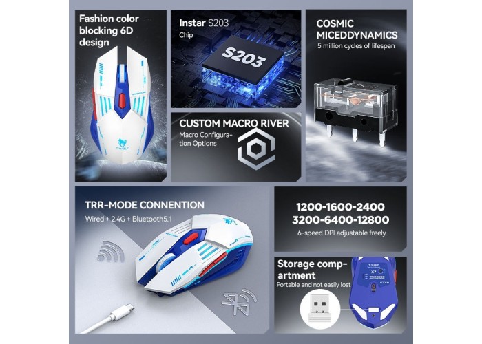 T-WOLF X7 Tri-mode Gaming Mouse