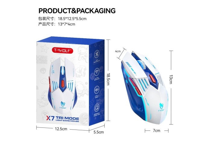 T-WOLF X7 Tri-mode Gaming Mouse